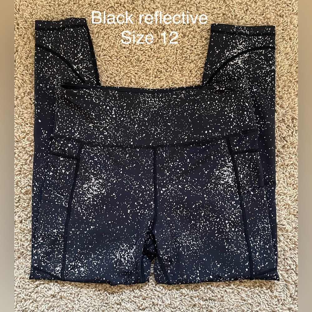 Zyia Black reflective light and tight leggings, size 12